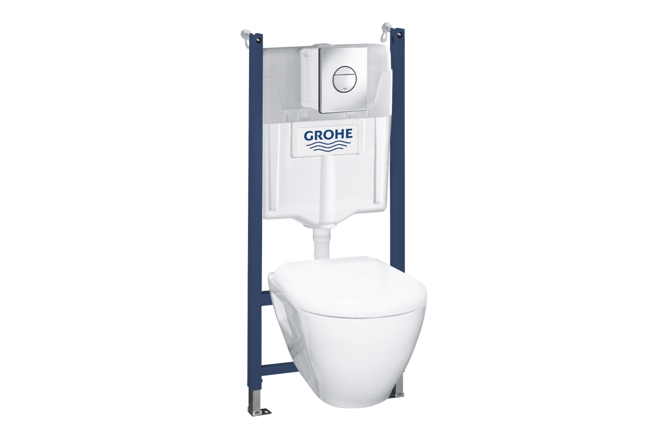 Набор инсталляция GROHE Solido с подвесным унитазом Serel и панелью смыва Nova Cosmopolitan, хром (38973000)