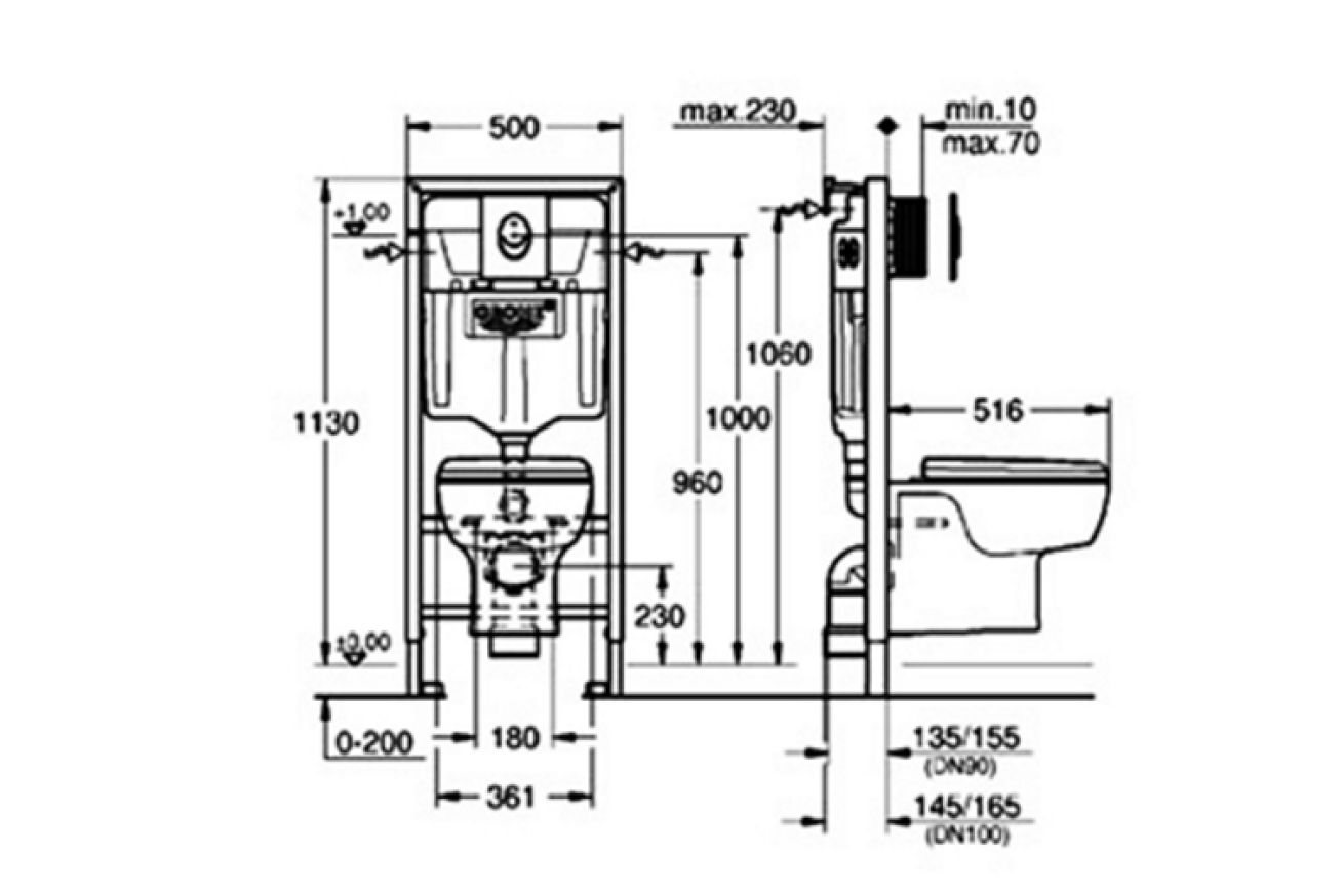 Инсталляция GROHE Solido Perfect с подвесным унитазом и панелью смыва Skate Air (39191000)