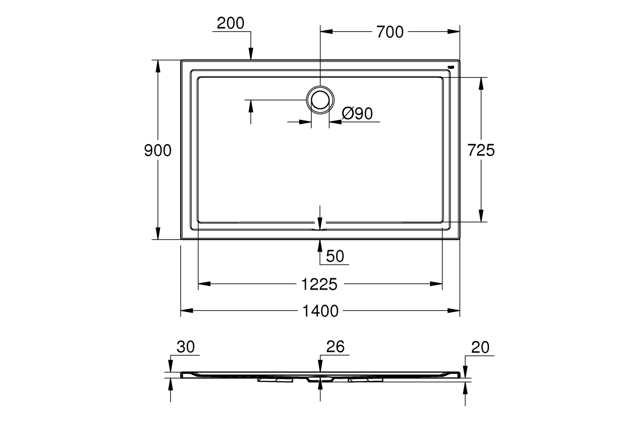 Душевой поддон GROHE 1400x900, универсальный, белый (39307000)
