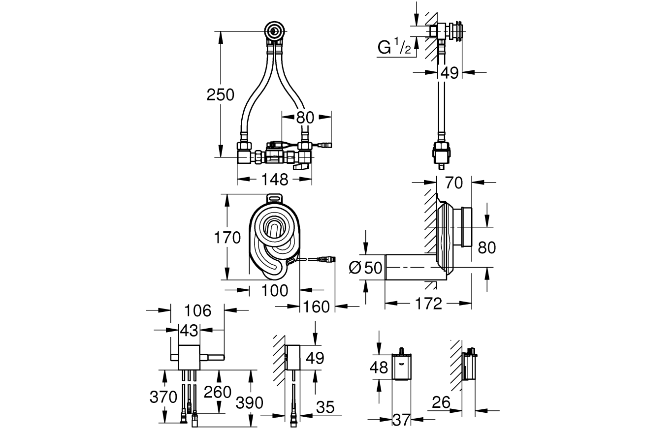 Сифон GROHE для писсуара с температурным датчиком, 6V (39367000)