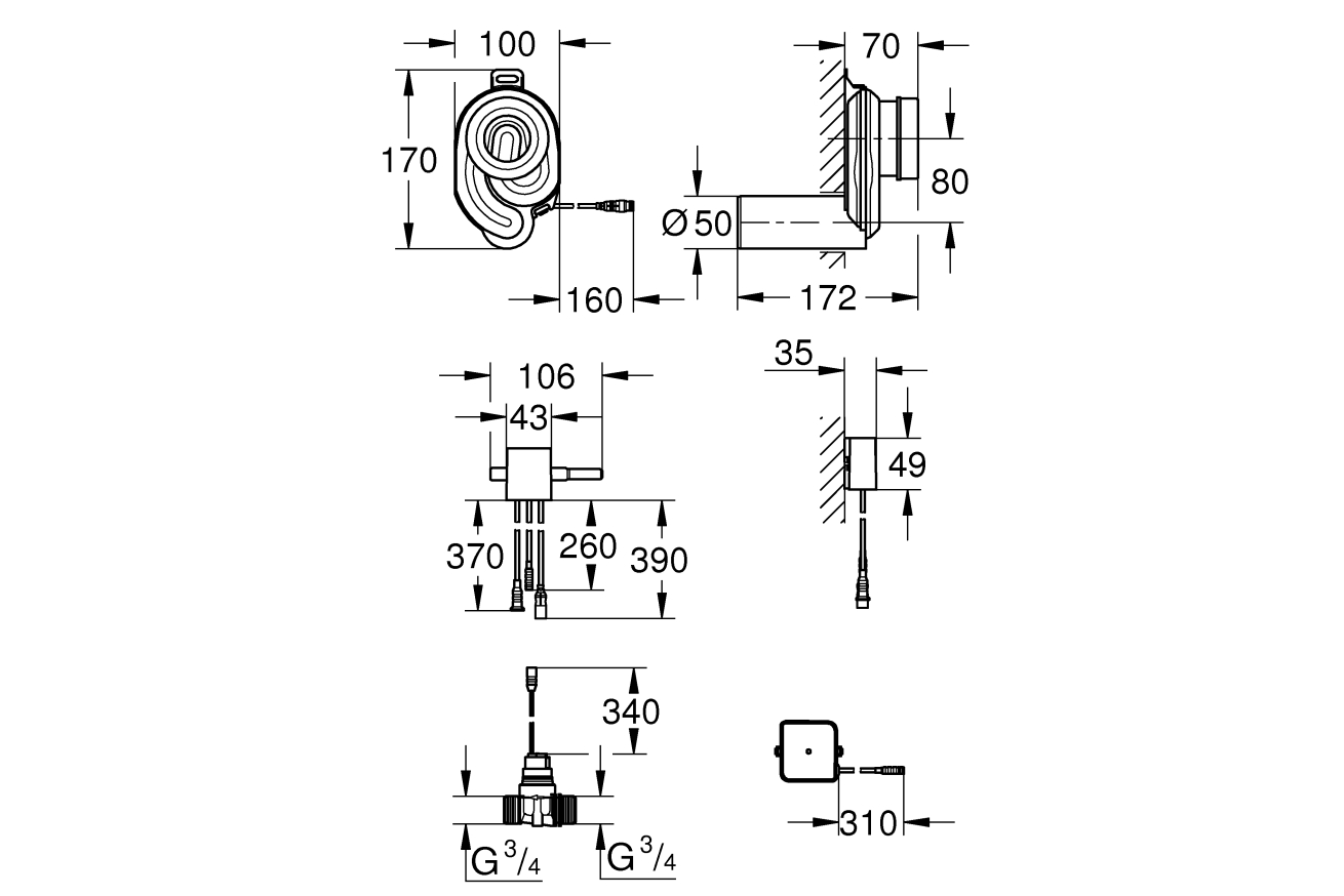 Сифон GROHE для писсуара с температурным датчиком, 230V (39368000)