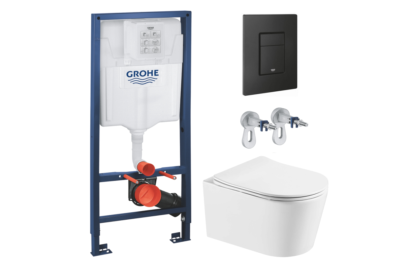 Комплект инсталляции GROHE Solido 38811KF0 с унитазом Aquatek ОБЕРОН AQ1365T-00 и сиденьем с микролифтом (NW0261)