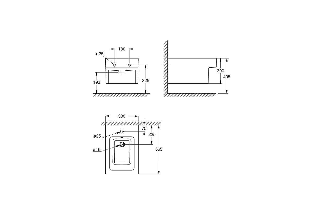 Биде подвесное GROHE Cube Ceramic, альпин-белый (3948600H)