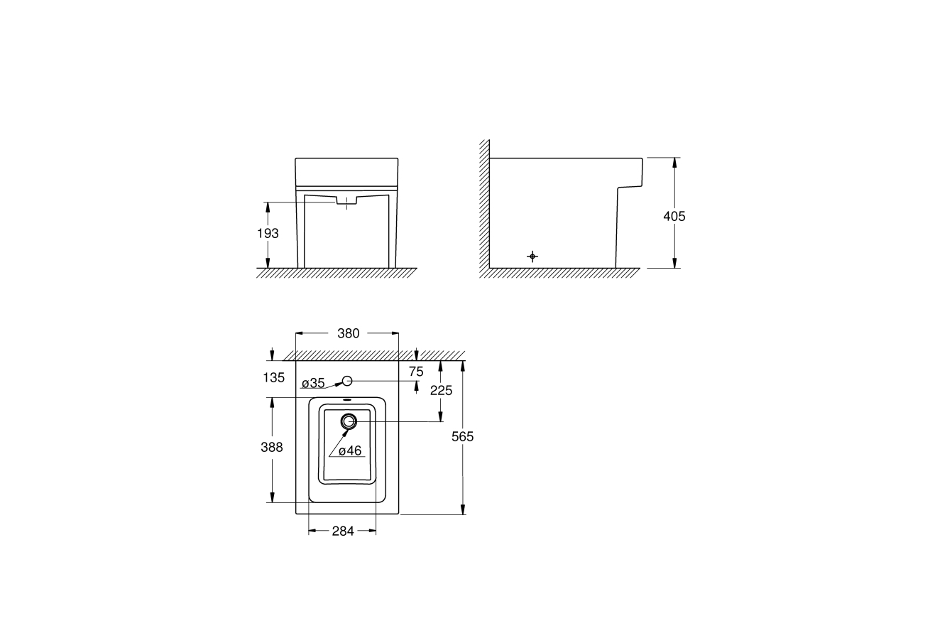 Биде напольное GROHE Cube Ceramic, альпин-белый (3948700H)
