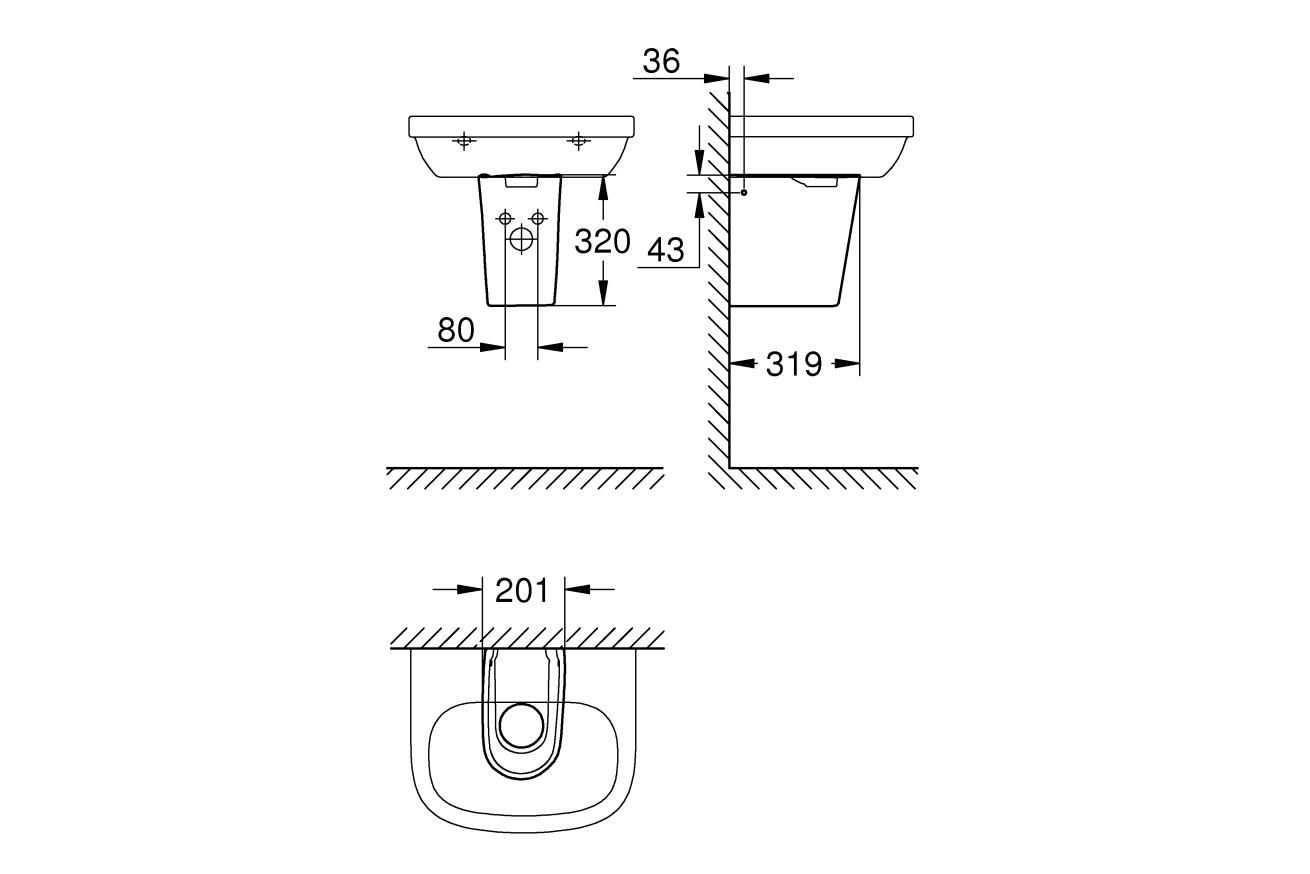 Полупьедестал GROHE Essence Ceramic, альпин-белый (39570000)