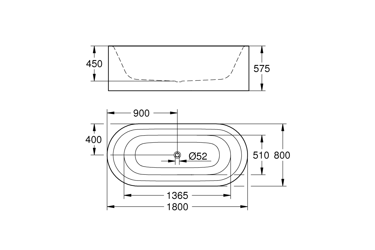 Ванна GROHE Essence, 180 x 80 х 57,5, альпин-белый (39611000)