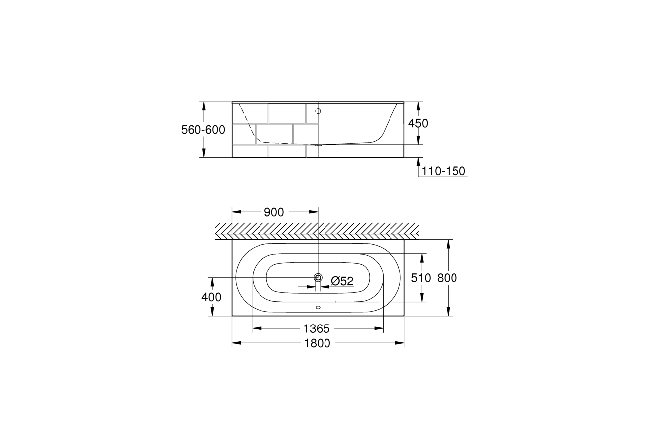 Ванна GROHE Essence, 180 x 80 х 45, альпин-белый (3962000H)