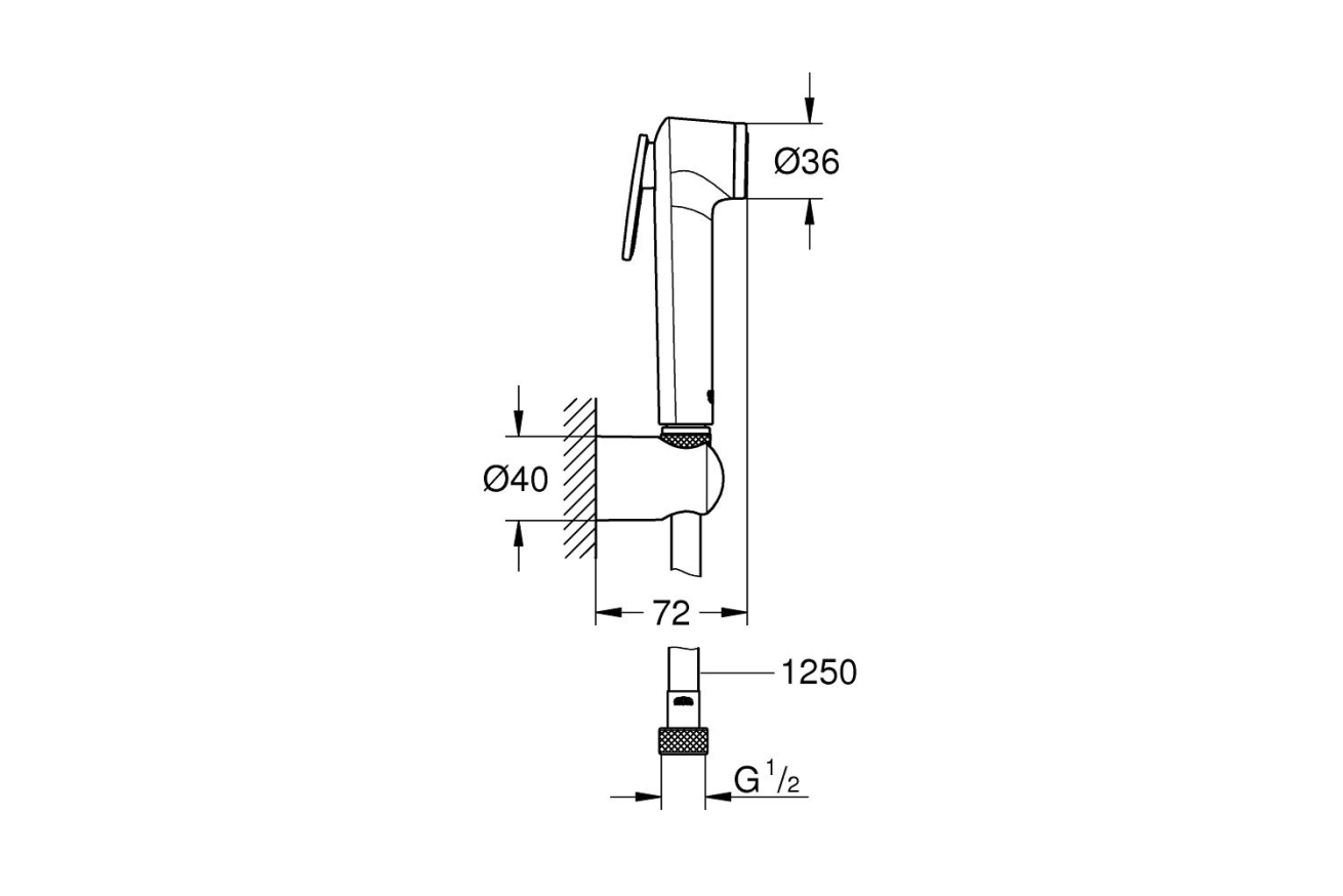 Набор для гигиенического душа GROHE Tempesta-F Trigger Spray 30, 1250 мм, белый/хром (27812IL1)