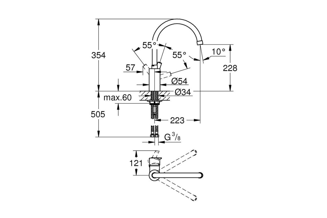 Смеситель для кухни GROHE Feel с высоким изливом, суперсталь (32670DC0)