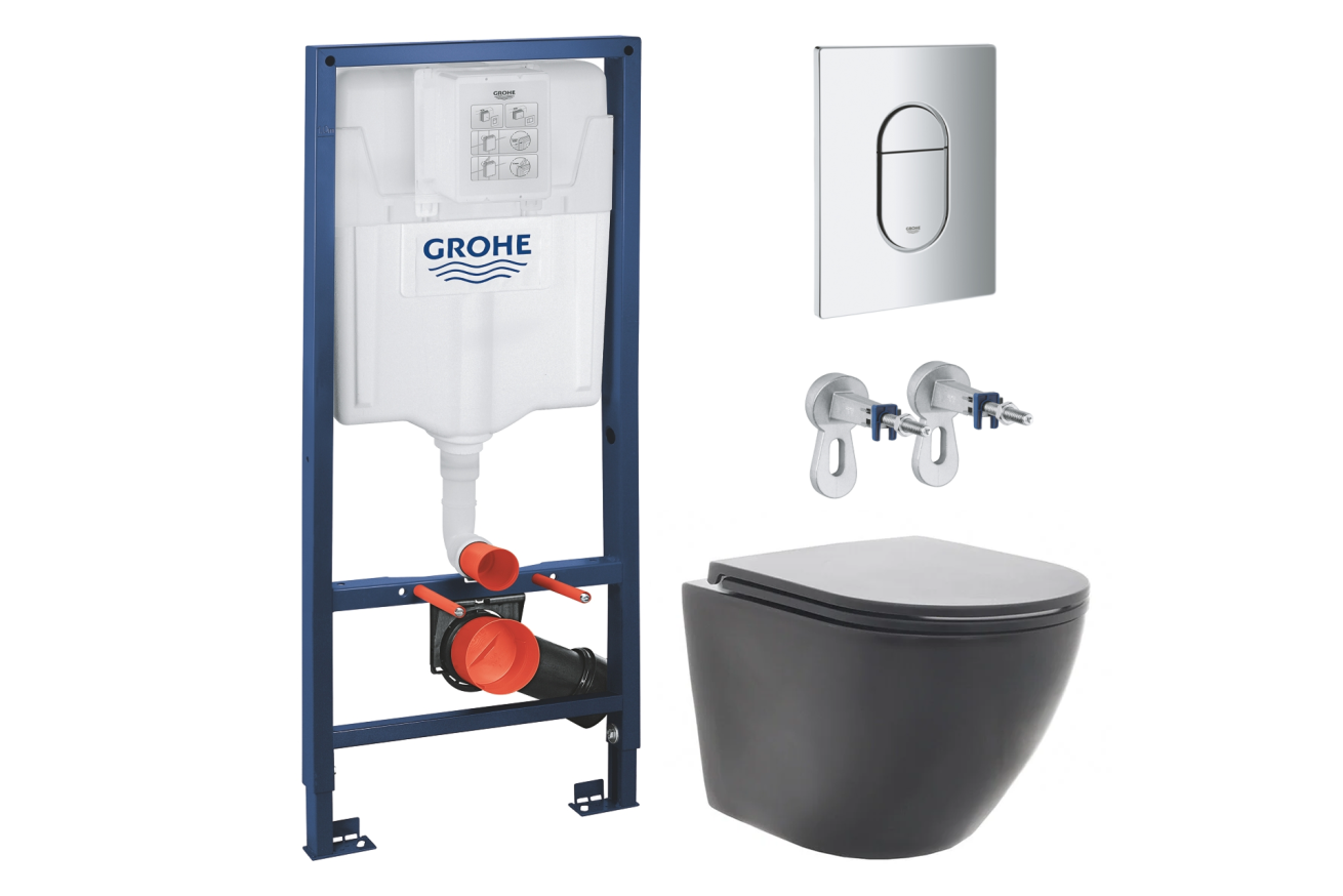 Комплект инсталляции GROHE Rapid SL NW0145/S с унитазом AQUAme AQM2002MB и сиденьем с микролифтом (NW0272)