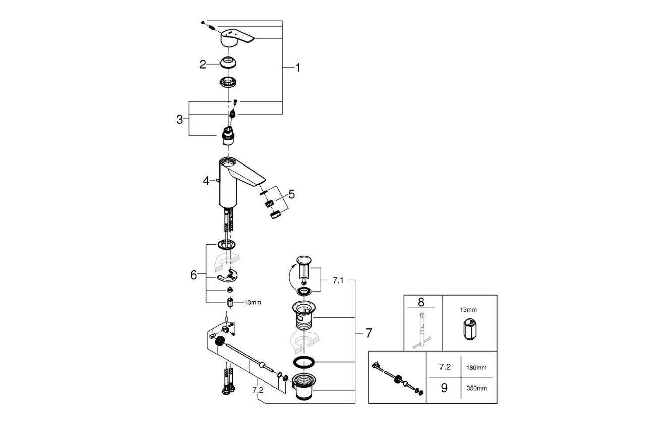 Смеситель для раковины GROHE Eurosmart, M-size, хром (2339330E)
