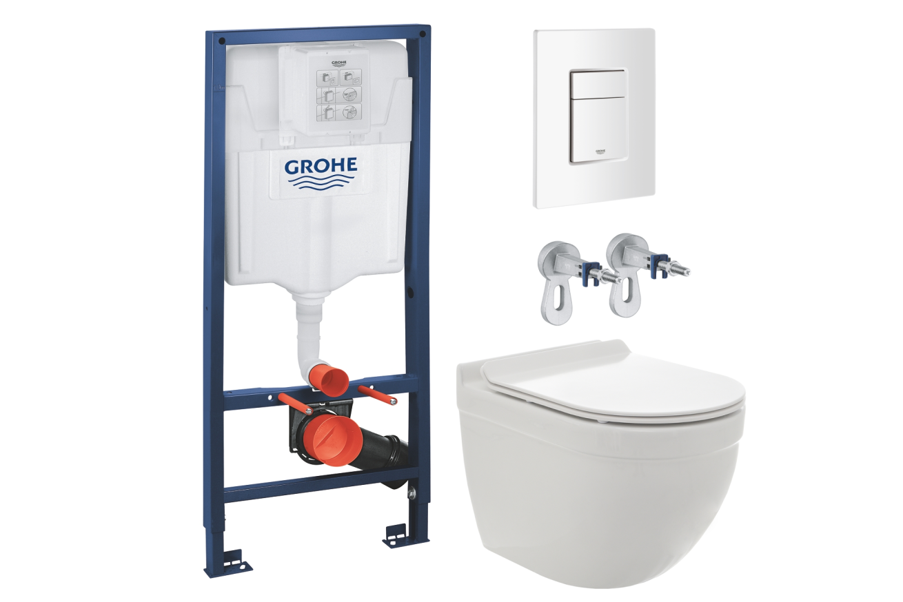 Комплект инсталляции GROHE 38772SH0 с унитазом AQUAme AQM2006 и сиденьем с микролифтом (NW0180)