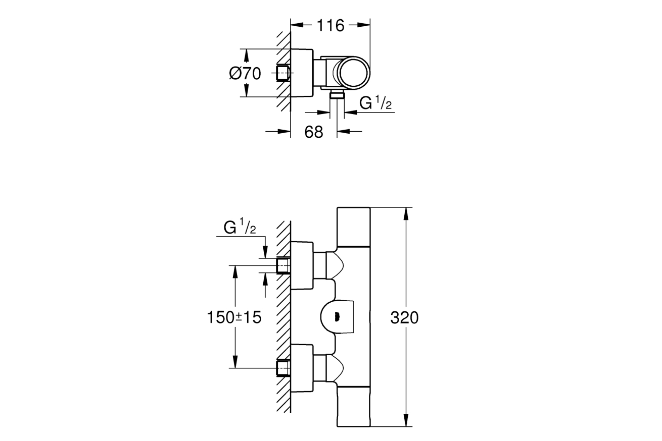 Термостат для душа GROHE Eurosmart Cosmopolitan E инфракрасный, хром (36457000)