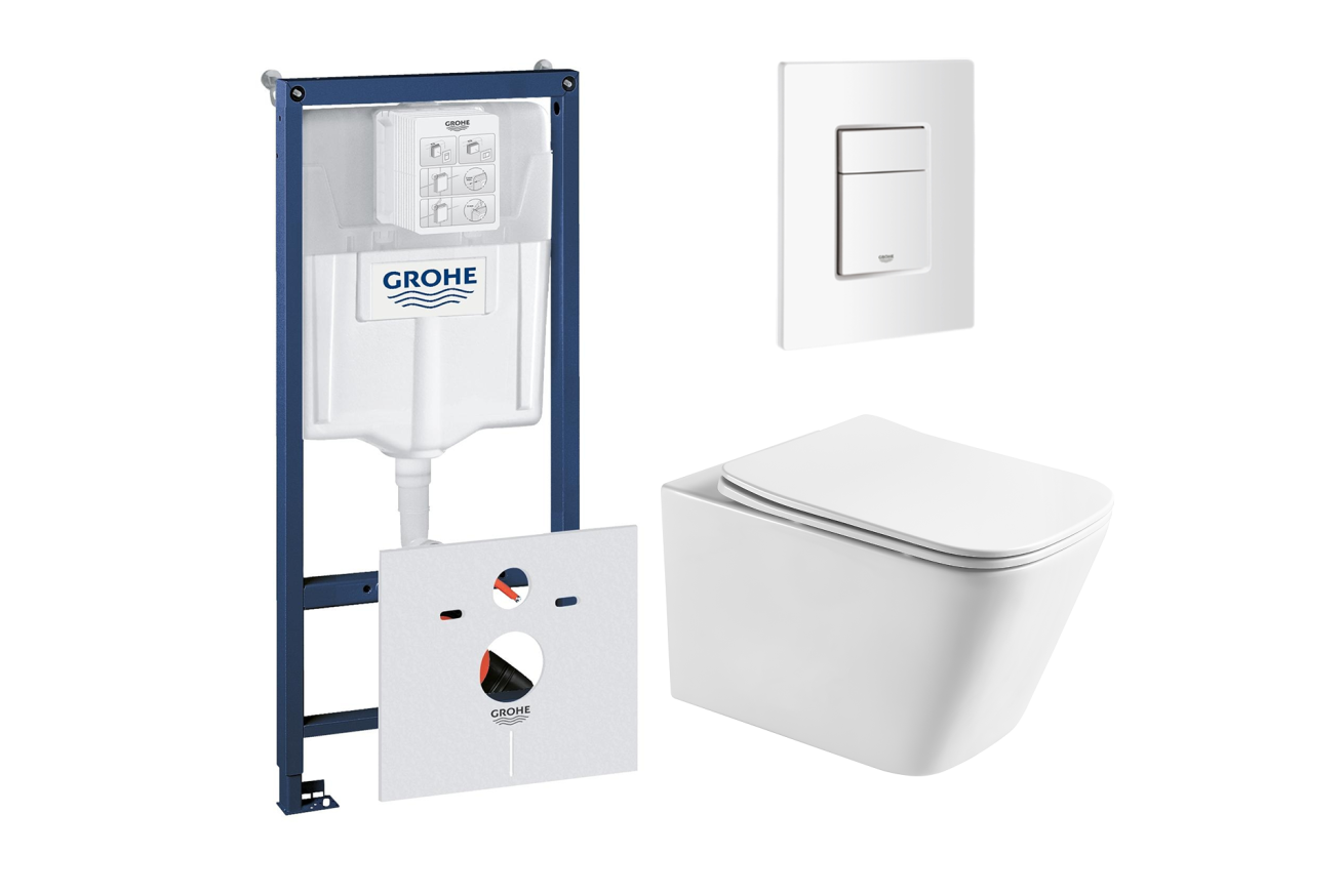 Комплект инсталляции GROHE Rapid SL 38772SH0 с унитазом Aquatek ЛИБРА AQ1505T-00 и сиденьем с микролифтом (NW0343)