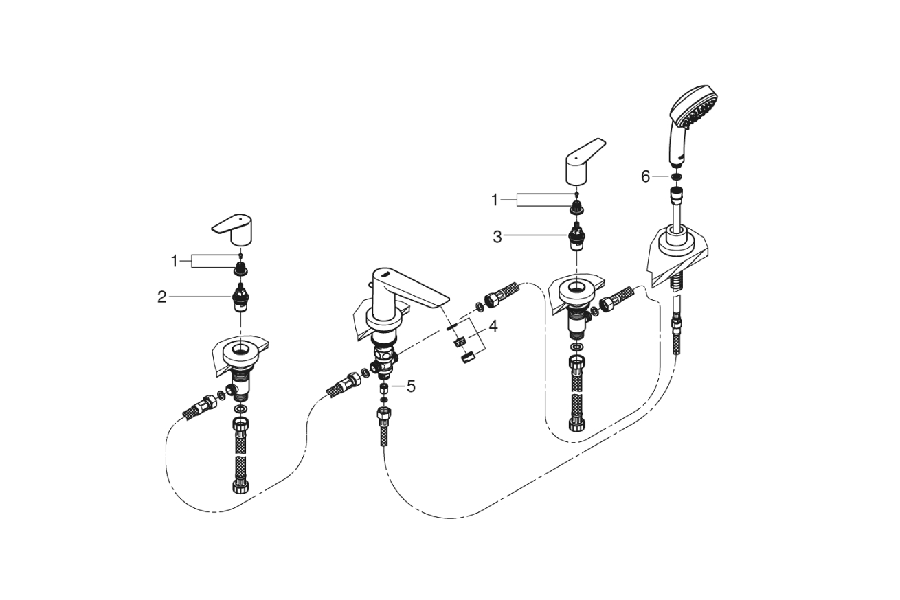 Смеситель для ванны GROHE BauEdge, хром (2512010A)