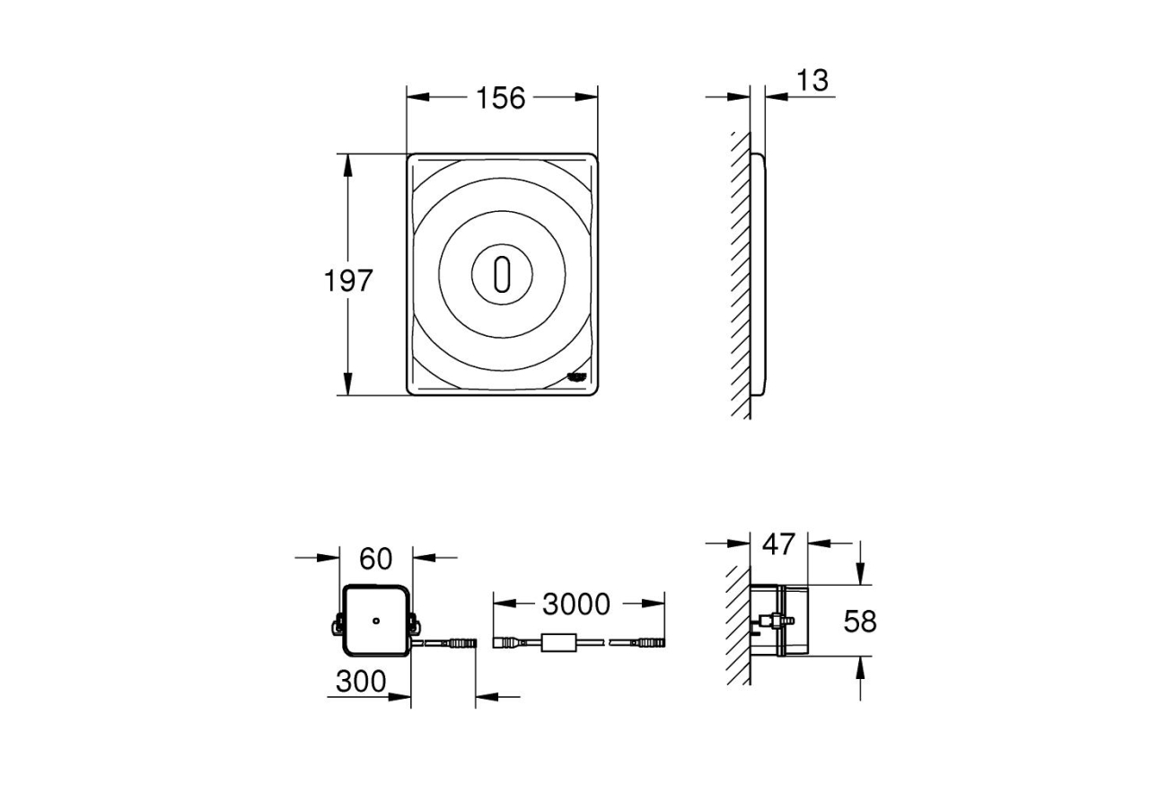 Панель смыва для унитаза GROHE Tectron Surf, 1 режим, хром (38699001)
