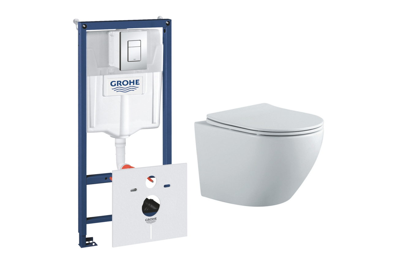 Комплект инсталляции GROHE Rapid SL 38775001 с унитазом Aquatek ЕВРОПА AQ1901-MW и сиденьем с микролифтом (NW0265)