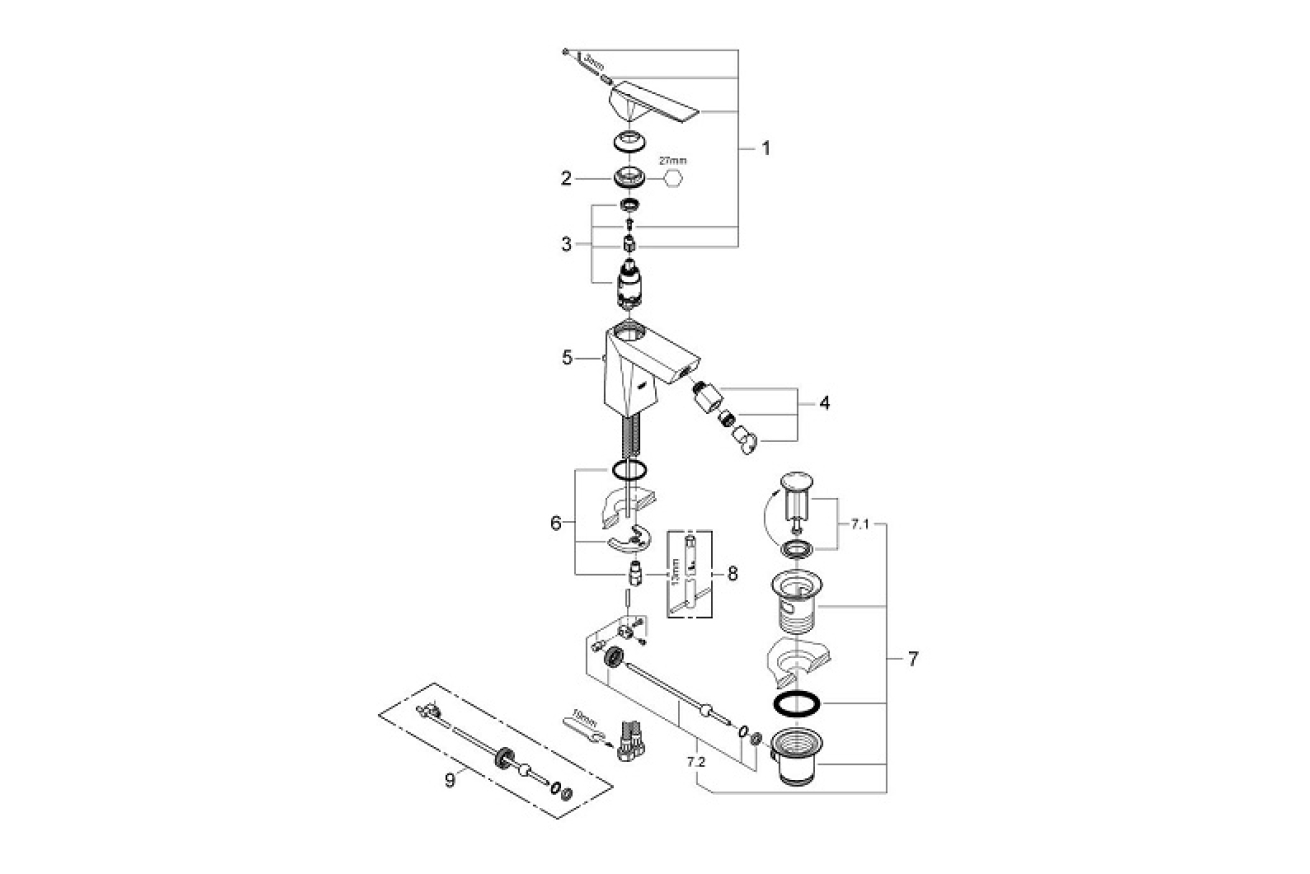 Смеситель для биде GROHE Allure Brilliant, M-size, хром (23117000)