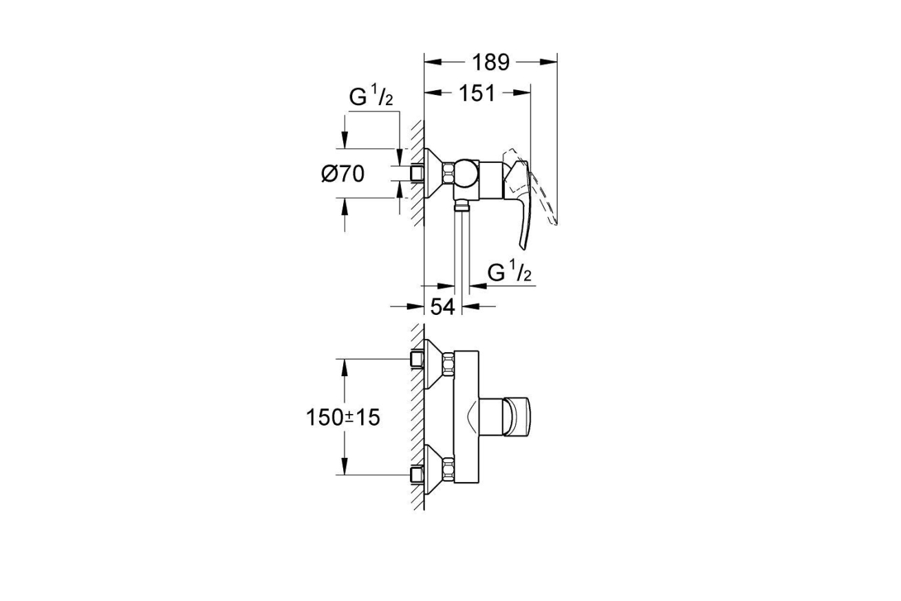 Смеситель для душа GROHE Eurostyle, хром (33590001)