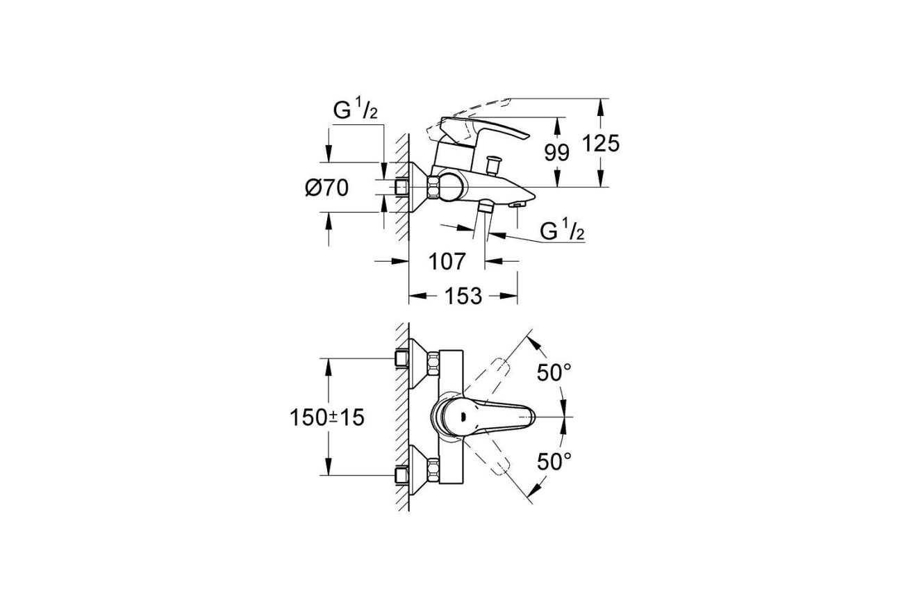 Смеситель для ванны GROHE Eurostyle, хром (33591001)