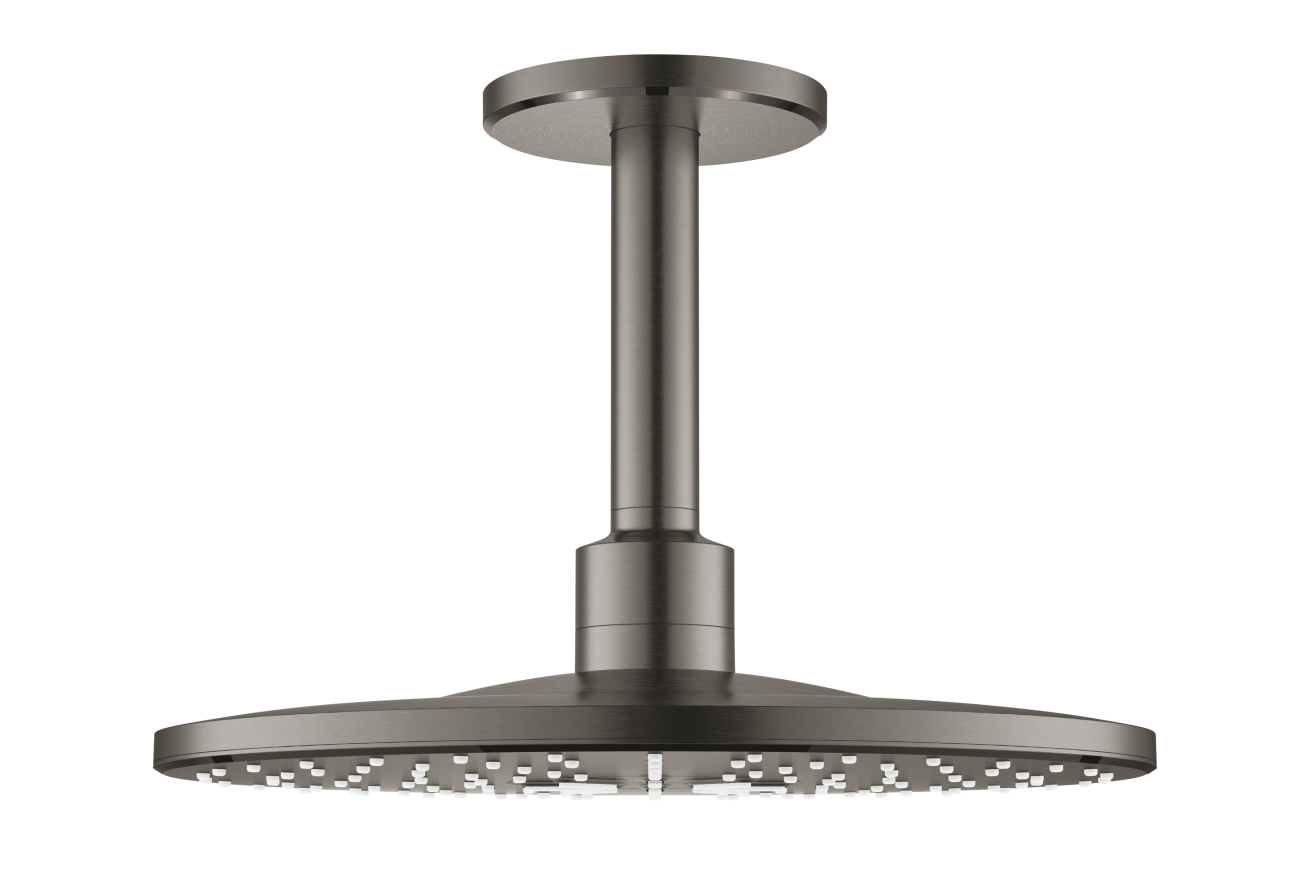 Верхний душ GROHE Rainshower 310 SmartActive с душевым кронштейном, 2 режима, 142 мм, темный графит матовый (26477AL0)