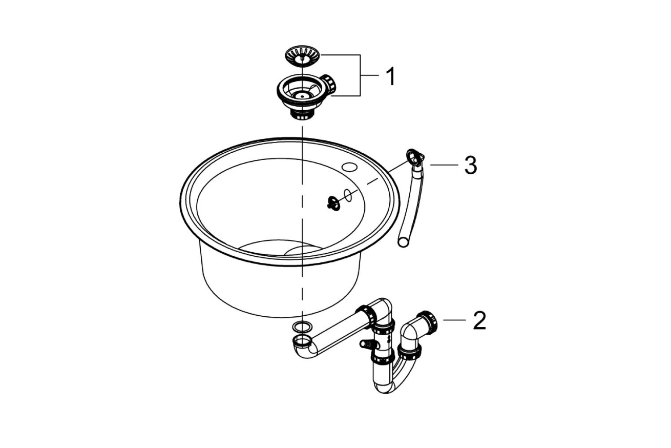 Мойка GROHE K200 с одной чашей, 51 см, черный гранит (31656AP0)