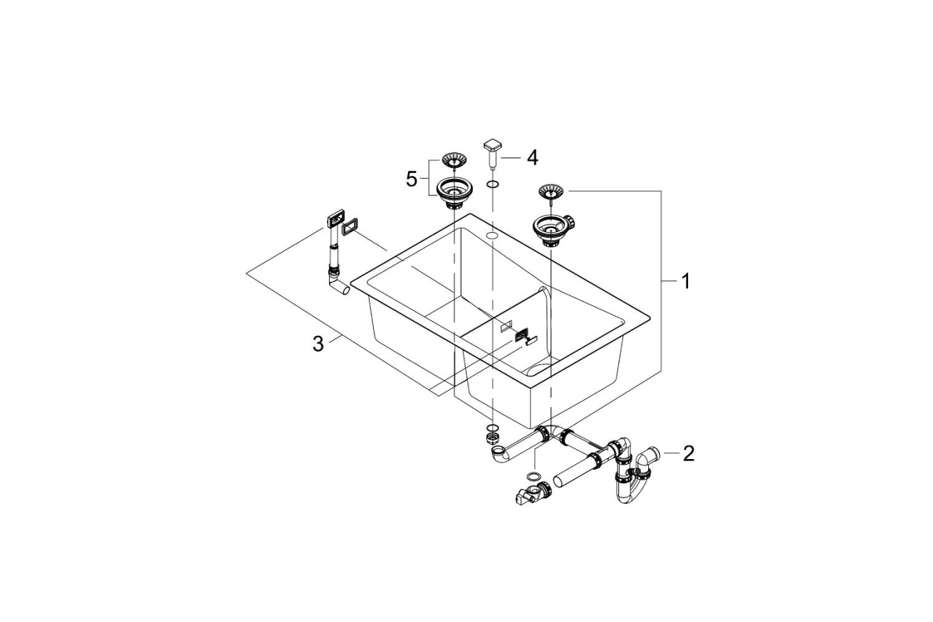 Мойка GROHE K700 с двумя чашами, 838 x 559 мм, серый гранит (31657AT0)