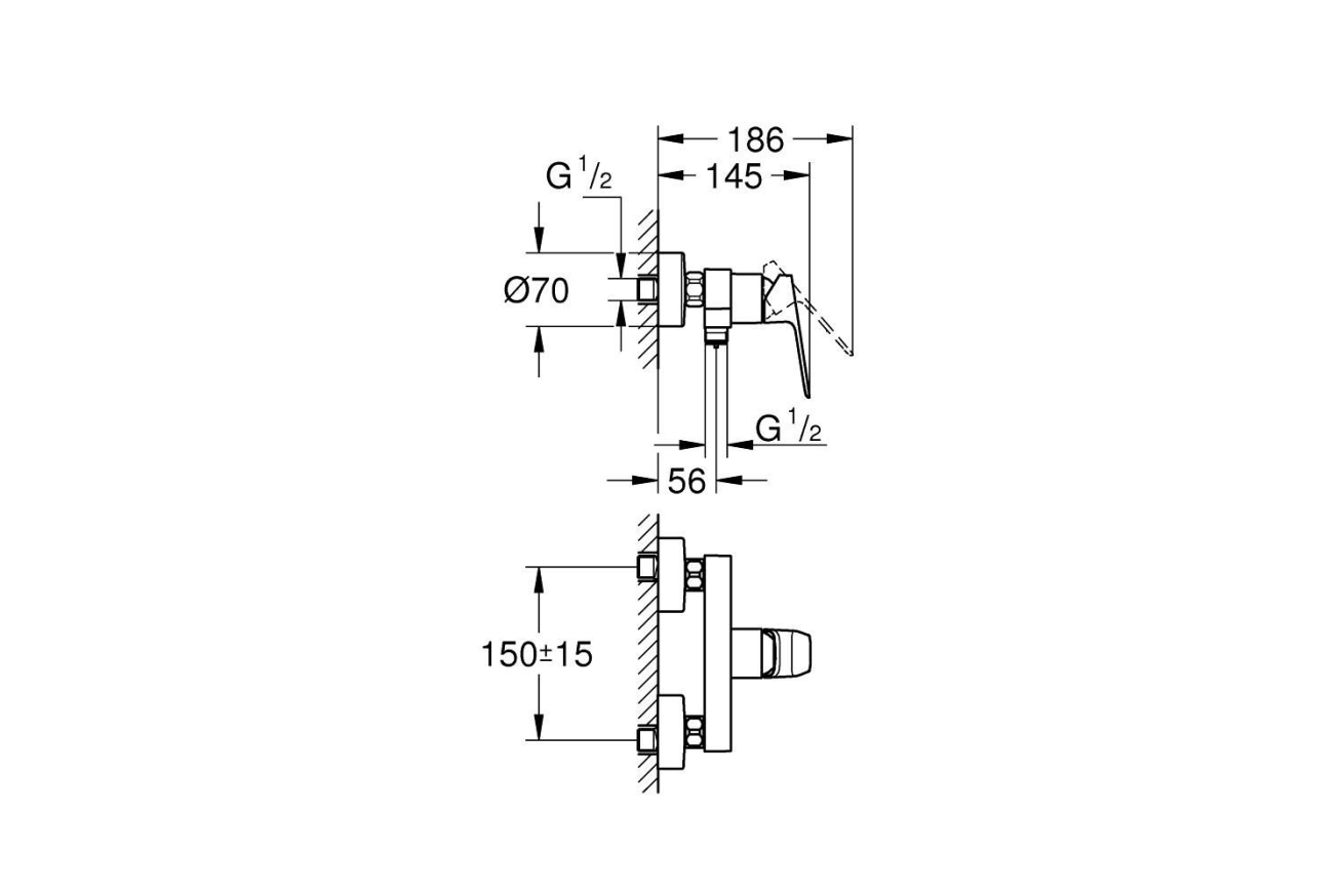 Смеситель для душа GROHE Cubeo, хром (1018240000)