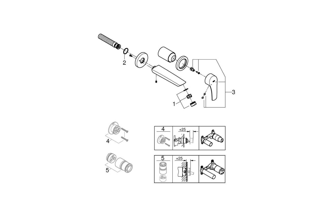 Внешняя часть смесителя для раковины GROHE Eurosmart на 2 отверстия, S-Size, хром (29337003)