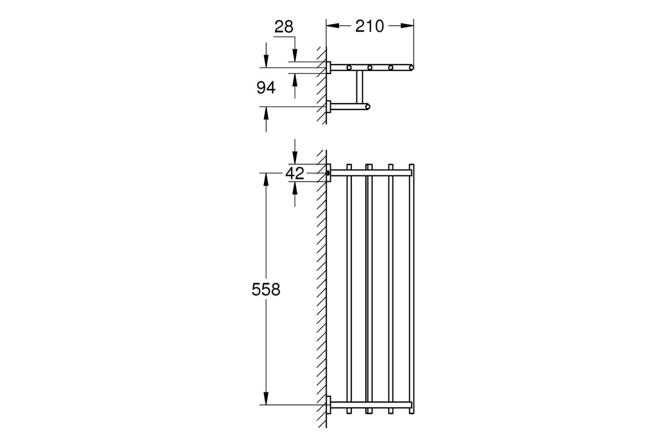 Полка для полотенец GROHE Essentials Cube, 600 мм, хром, (40512001)