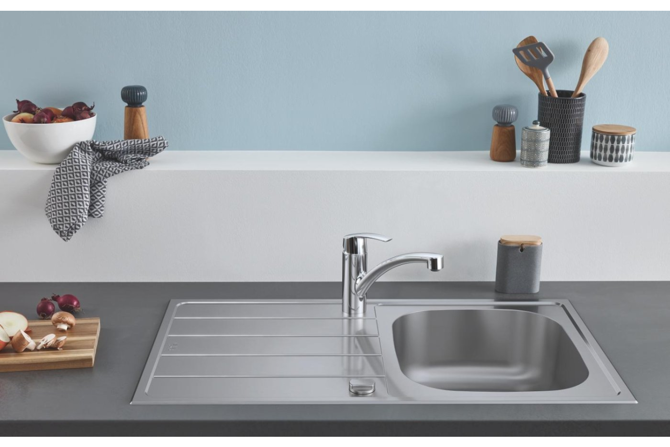 Мойка GROHE K200 45-S 86/50 1.0 с корзинчатым вентилем, нержавеющая сталь (31552SD1)