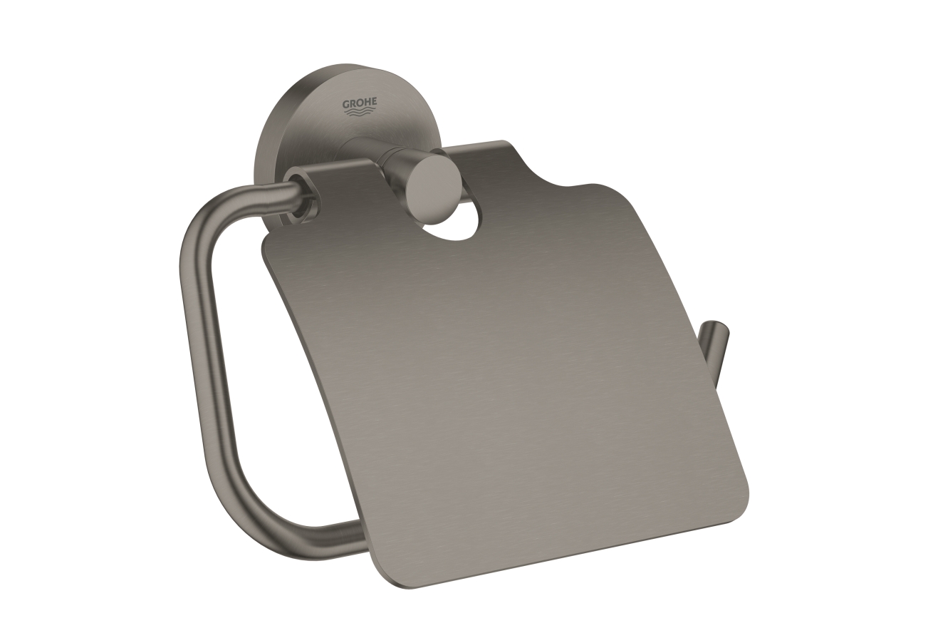 Держатель для туалетной бумаги с крышкой GROHE Essentials, темный графит матовый (40367AL1)