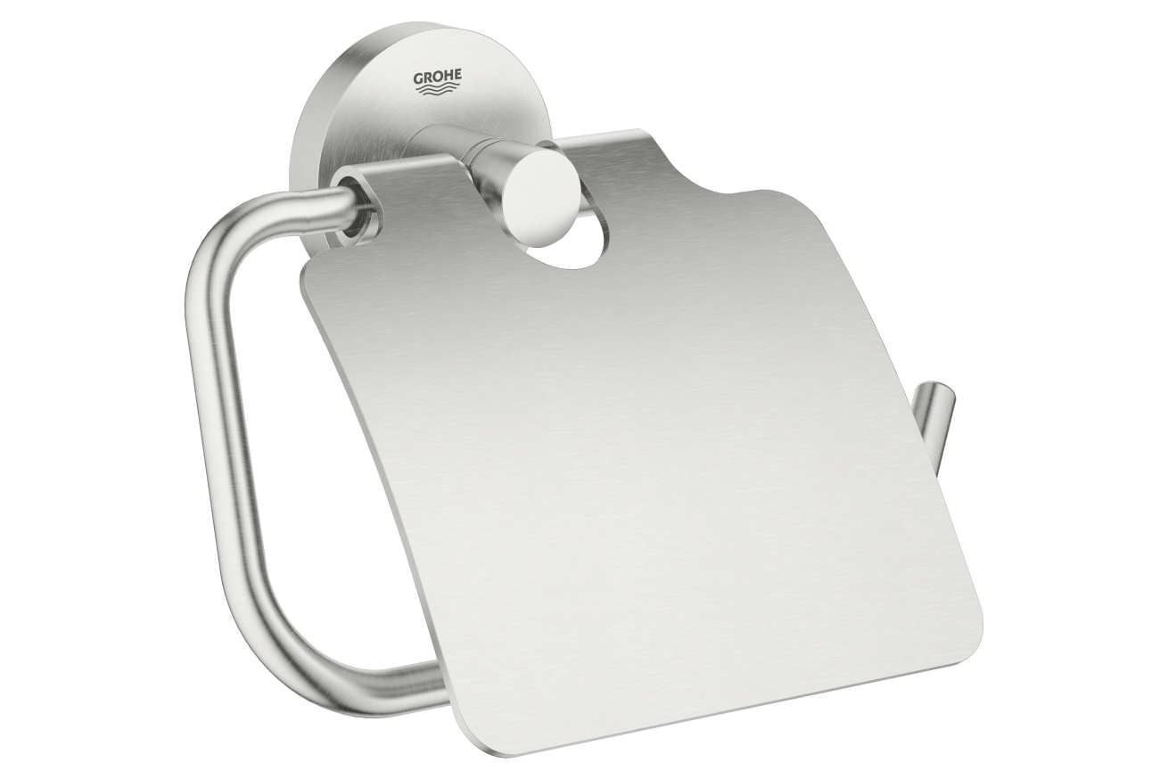 Держатель для туалетной бумаги GROHE Essentials, с крышкой, суперсталь (40367DC1)