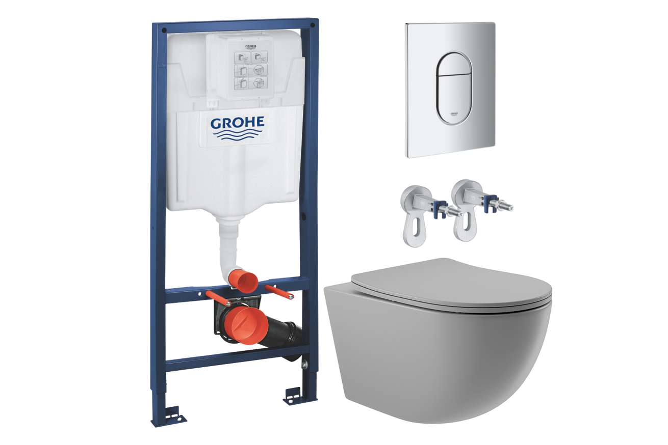 Комплект инсталляции GROHE Rapid SL NW0145/S с унитазом Aqueduto OVO OVO0130 и сиденьем с микролифтом (NW0210)