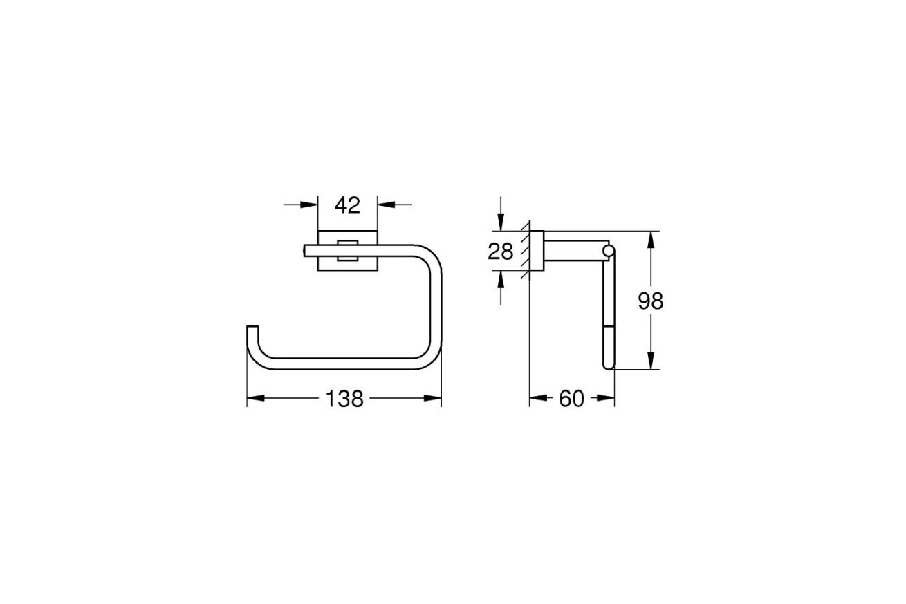 Держатель для туалетной бумаги GROHE Essentials Cube без крышки, хром (40507001)