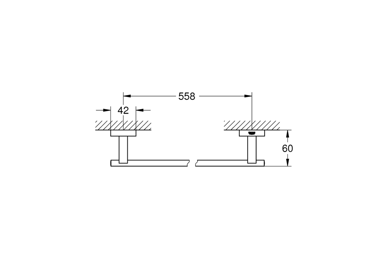 Держатель для банного полотенца GROHE Essentials Cube, 600 мм, темный графит матовый (40509AL1)