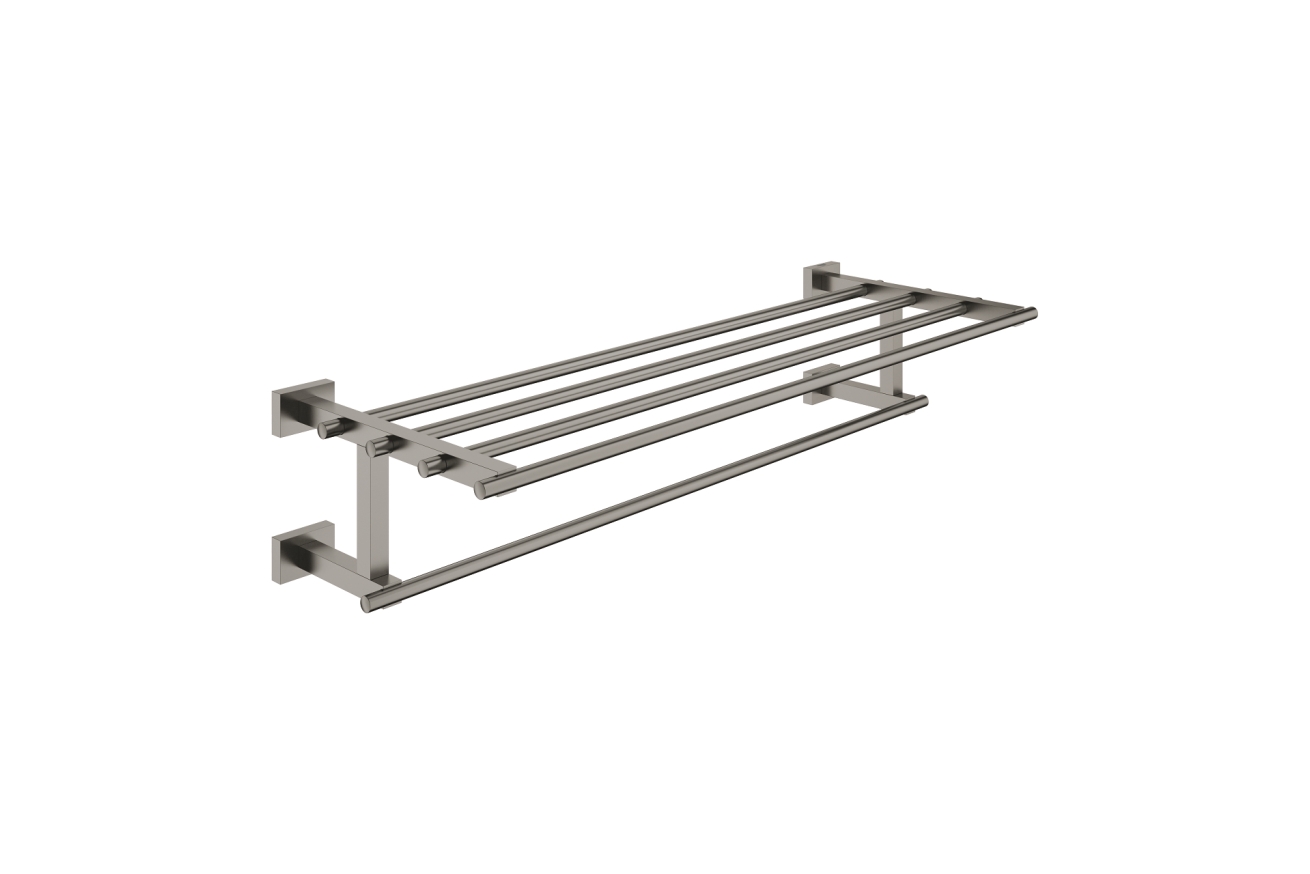 Полка для полотенец с дополнительной горизонтальной штангой GROHE Essentials Cube, 600 мм, темный графит матовый (40512AL1)