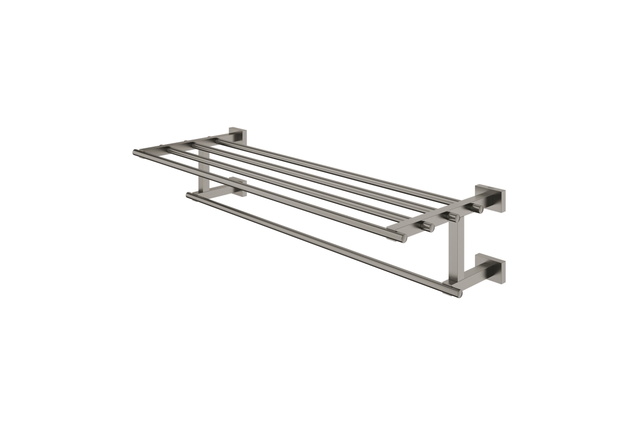 Полка для полотенец с дополнительной горизонтальной штангой GROHE Essentials Cube, 600 мм, темный графит матовый (40512AL1)