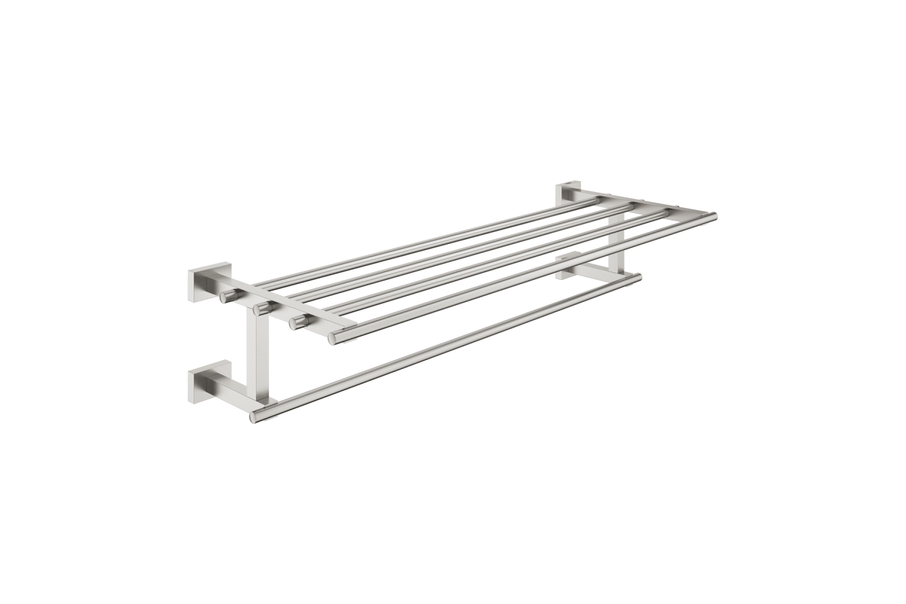 Полка для полотенец с дополнительной горизонтальной штангой GROHE Essentials Cube, 600 мм, суперсталь (40512DC1)