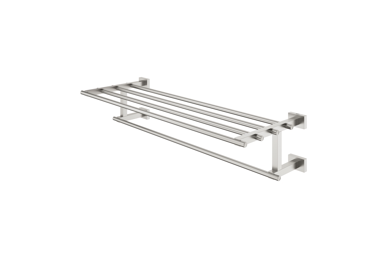 Полка для полотенец с дополнительной горизонтальной штангой GROHE Essentials Cube, 600 мм, суперсталь (40512DC1)