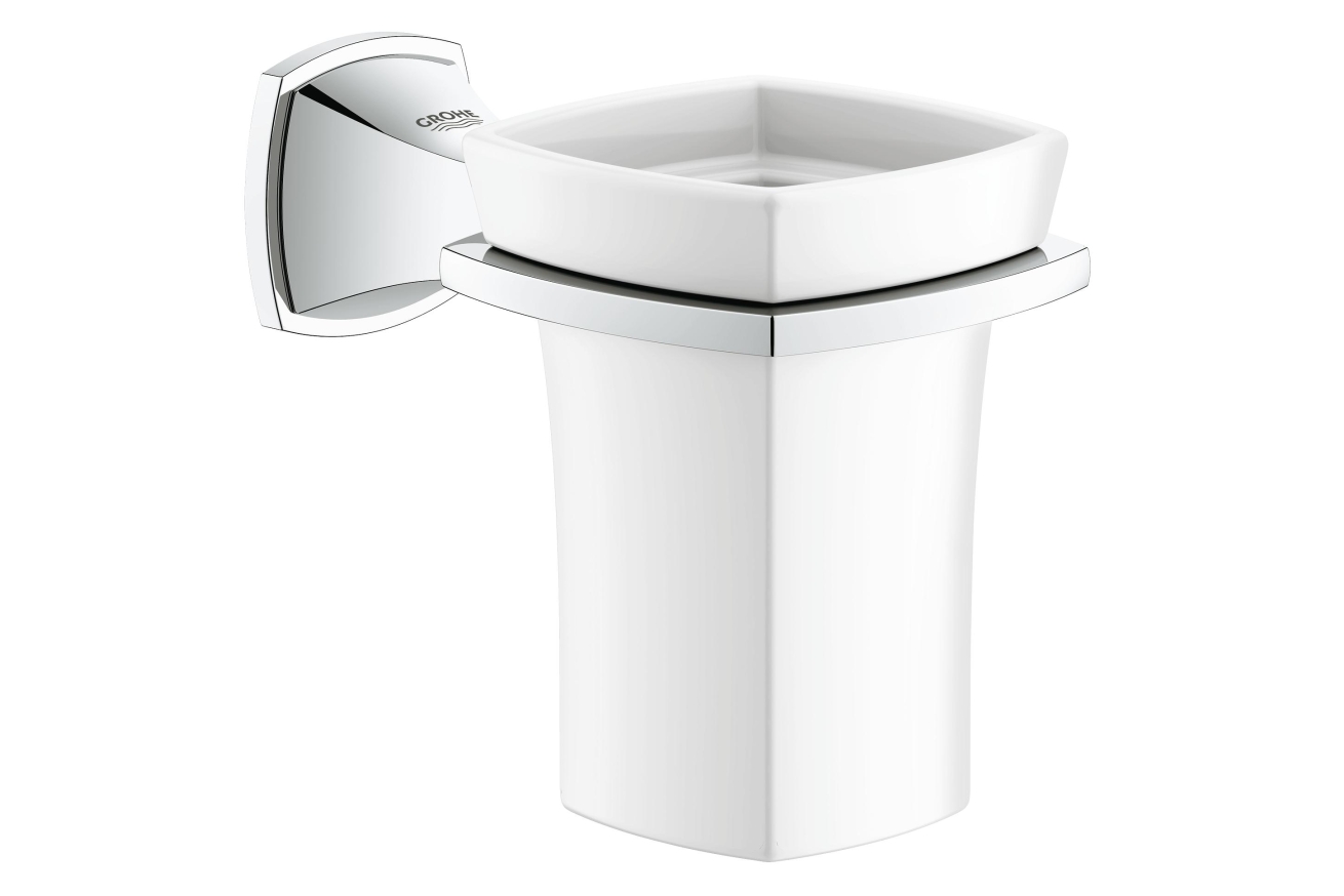 Стакан для зубных щеток Керамический, с держателем GROHE Grandera, хром (40626000)