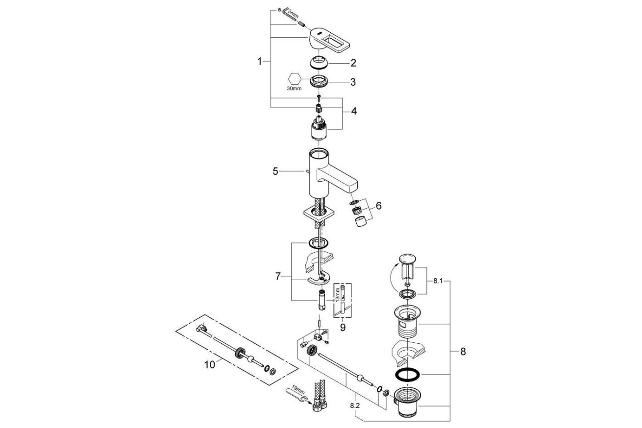 Смеситель для раковины GROHE Quadra, черный (32631KS0)