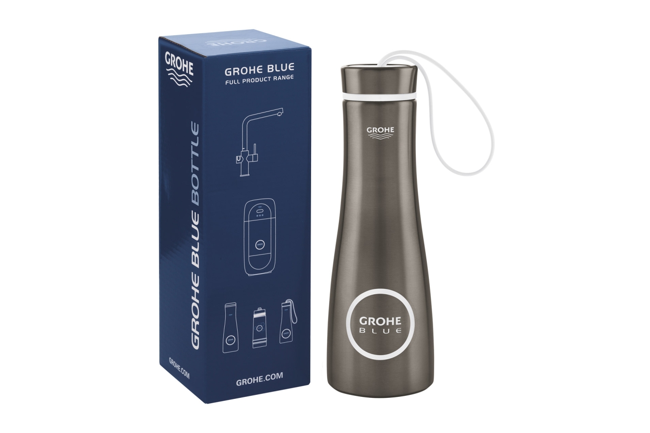 Бутылка для воды из нержавеющей стали GROHE Blue, темный графит матовый (40848AL0)