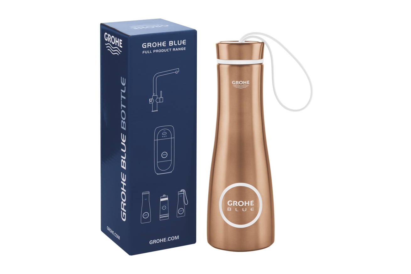 Бутылка для воды из нержавеющей стали GROHE Blue, теплый закат матовый (40848DL0)