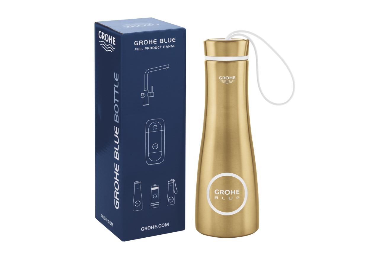 Бутылка для воды из нержавеющей стали GROHE Blue, холодный рассвет матовый (40848GN0)