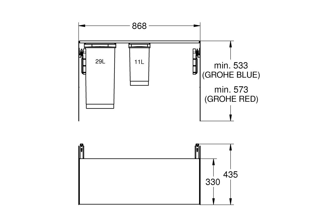Система сортировки отходов и мусора GROHE (40982000)