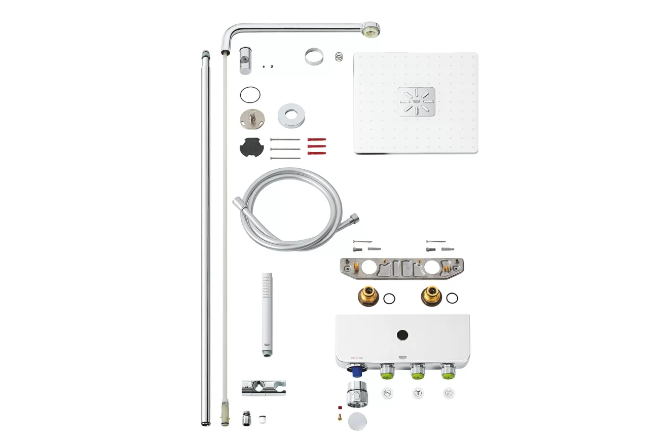Душевая система GROHE Euphoria SmartControl System 310 Cube Duo с термостатом для душа, белая луна (26508LS0)