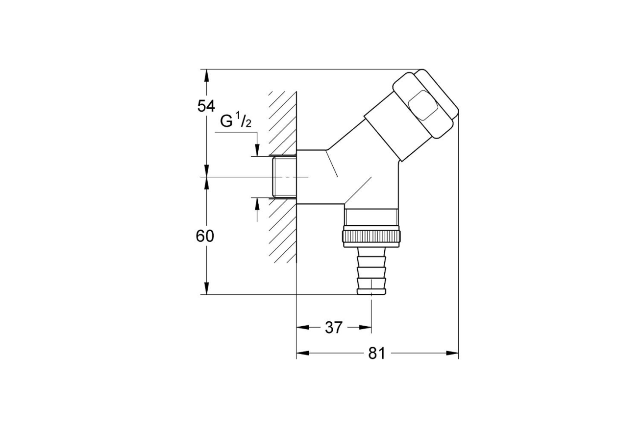 Подсоединительный вентиль 1/2″ GROHE, хром (41010000)