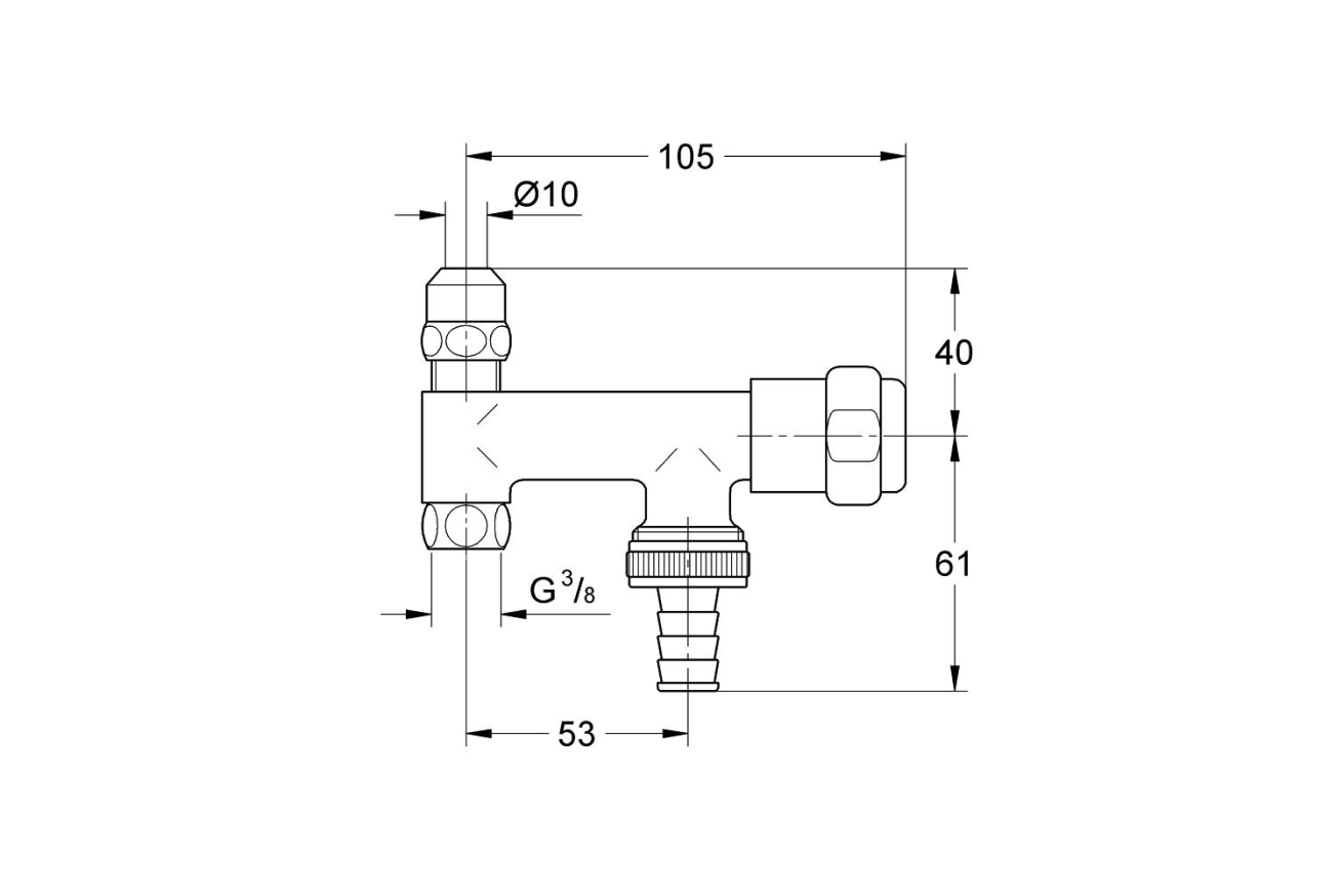 Вентиль угловой для подключения GROHE 3/8 дюйма, хром (41030000)
