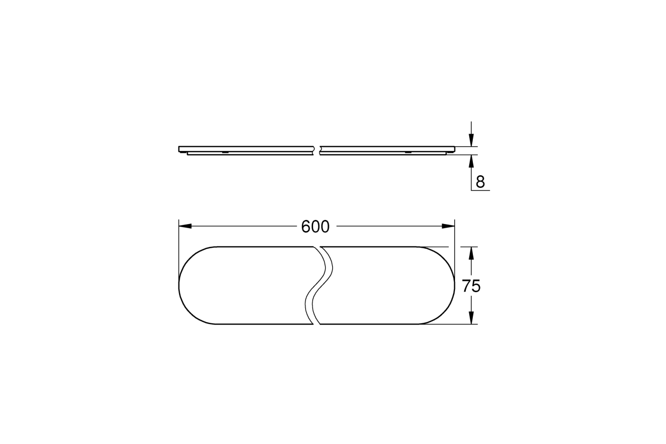 Полочка GROHE Selection, без держателя, 600 мм, прозрачный белый (41057000)
